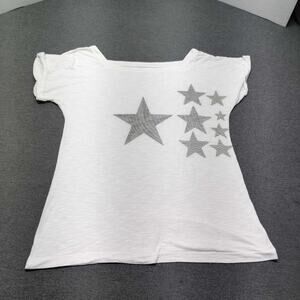 GO Couture Vintage Edition Women's LG White Star Graphic T-Shirt Made in USA